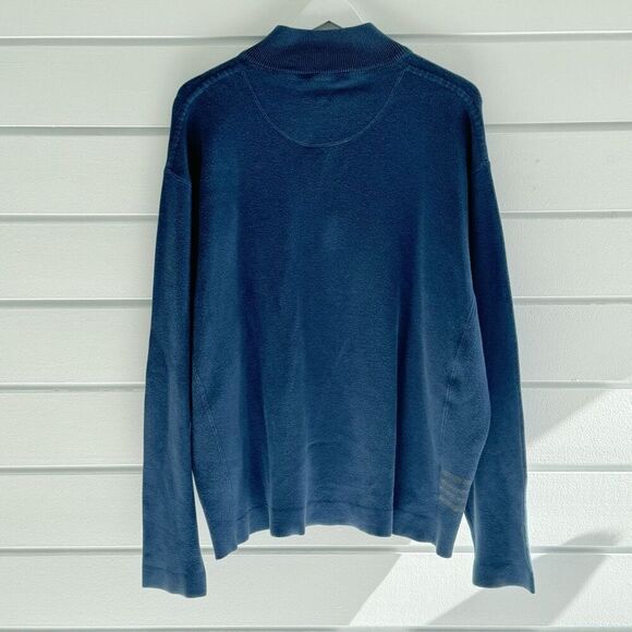 Tommy Bahama Men's Blue & Gray Mock Neck Half Zip Reversible Sweater XL - Picture 4 of 10